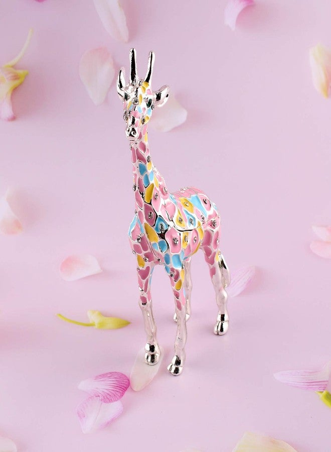 Xinkulas Colorful Giraffe Figurine Trinket Jewelry Box Collectibles Decoration Keepsake Box 5.1 Inches (Sliver) - Image 2